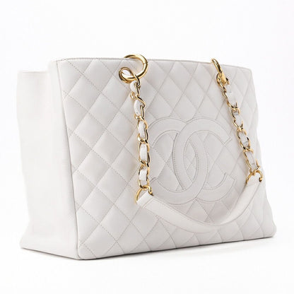 Chanel Matelasse GST Coco Mark Double Chain Shoulder Caviar Skin White With