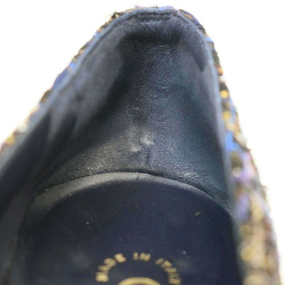 Chanel Ballerines Glitter Toe Tweed Flat Ballerina Shoes G27760 Navy 37
