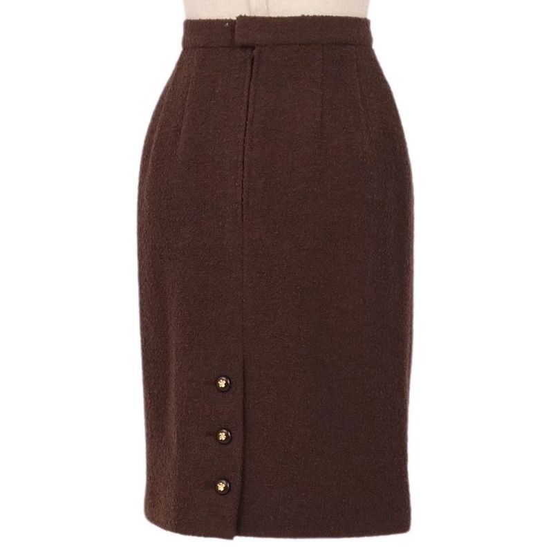 Vintage Chanel Skirt With Clover Buttons Wool