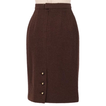 Vintage Chanel Skirt With Clover Buttons Wool