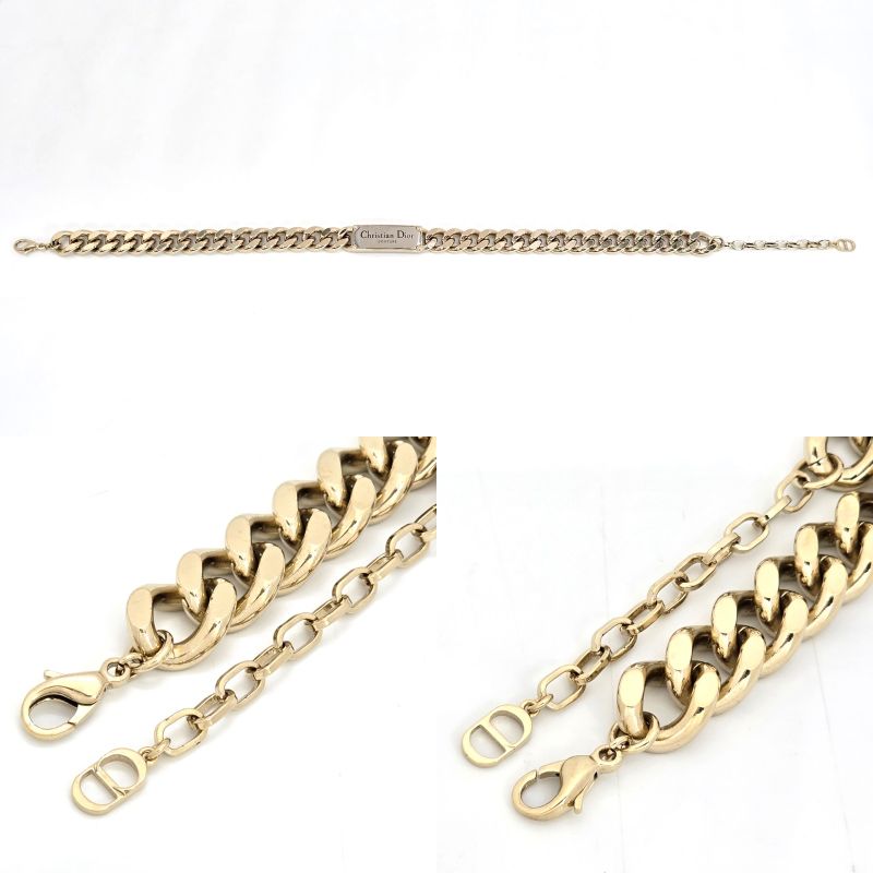 DIOR Christian Dior Couture Plate Choker Necklace 48cm (1890in) Long Light Gold