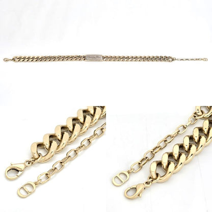 DIOR Christian Dior Couture Plate Choker Necklace 48cm (1890in) Long Light Gold