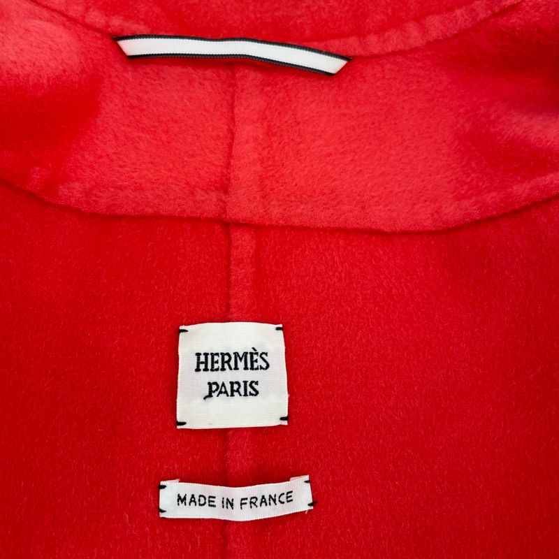 Hermes Current Outerwear Coat Orange X Red Cashmere Women's Size 34