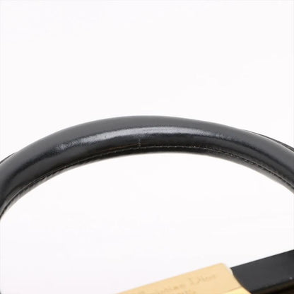 Vintage Christian Dior Clasp Leather Handbag Tote Black Gold Hardware Genuine