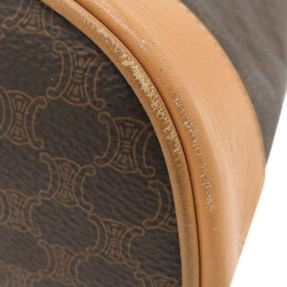 Celine Shoulder Bag Macadam PVC Leather Brown Gold Hardware Brown