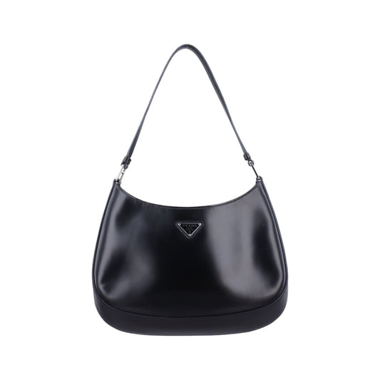Prada Cles Au Black Brushed Leather Messenger Bag