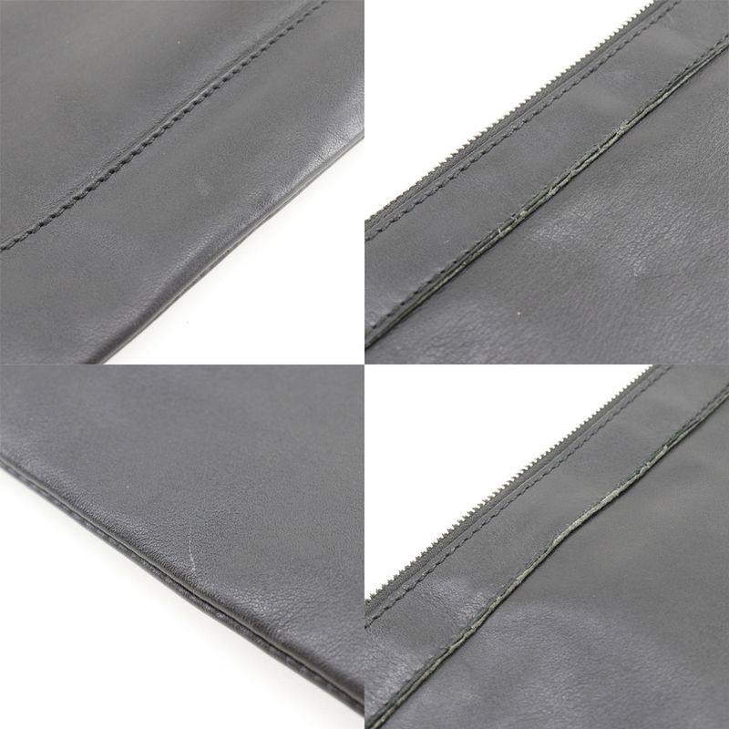 Balenciaga Navy Clip M 373834 Lambskin Black Unisex Clutch Bag