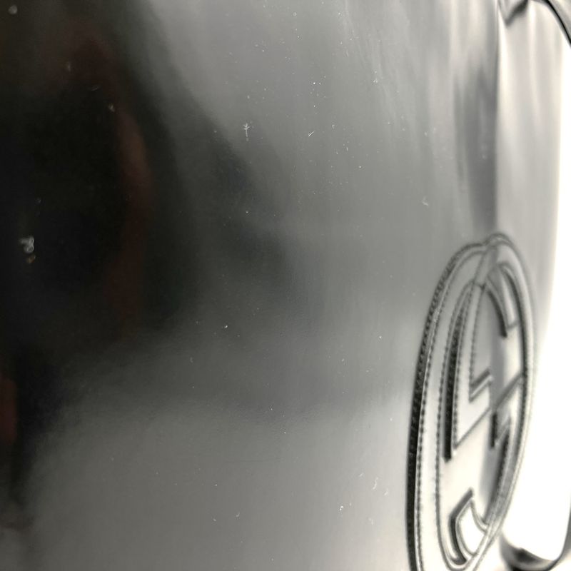 Gucci Old Gucci 000 1013 Interlocking G Shoulder Bag Handbag Black Patent