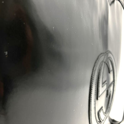 Gucci Old Gucci 000 1013 Interlocking G Shoulder Bag Handbag Black Patent