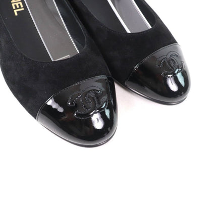 CHANEL 24K G46024 Coco Mark Mary Jane Patent Leather Use Ankle Strap Suede