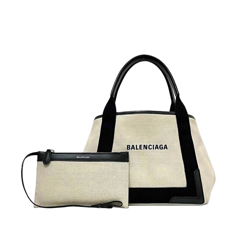 Balenciaga Tote Bag Navy Cabas Natural White Black