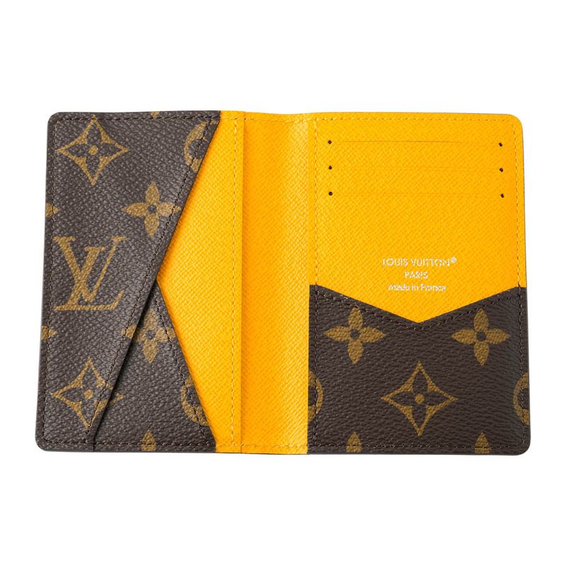 Louis Vuitton Card Case Organizer De Poche Brown/saffron Yellow