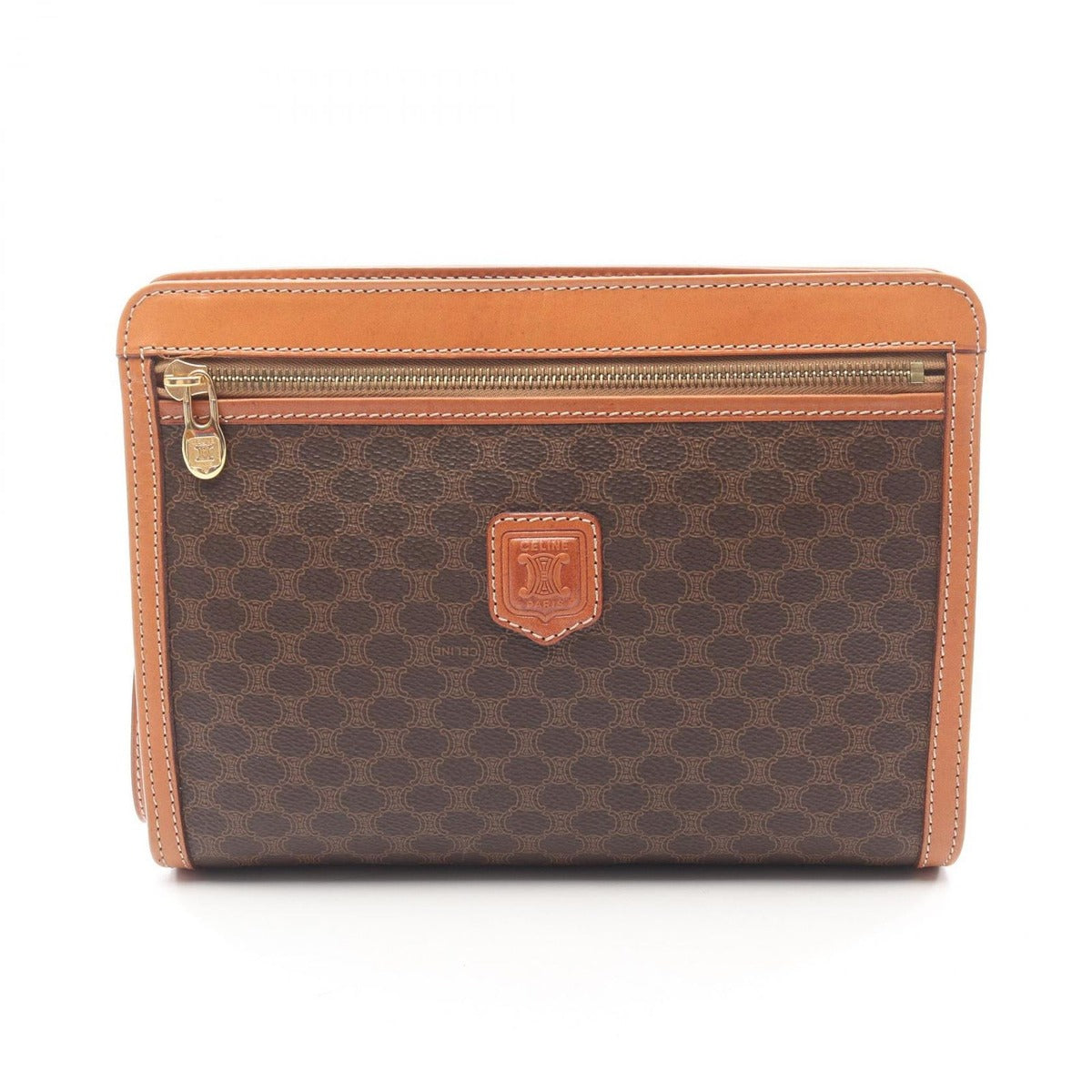 Celine Clutch Macadam Dark Brown Canvas Leather