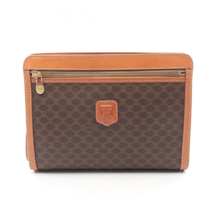 Celine Clutch Macadam Dark Brown Canvas Leather