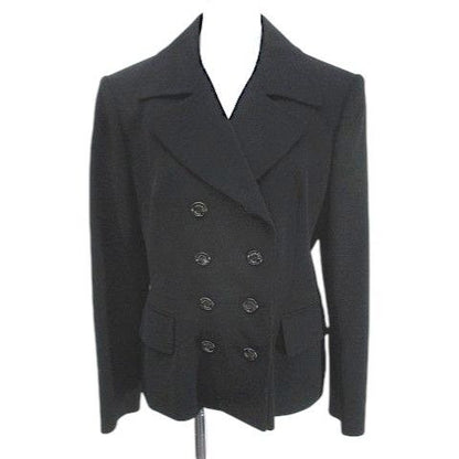 Hermes Double Breasted Jacket 38 Black Wool Lining