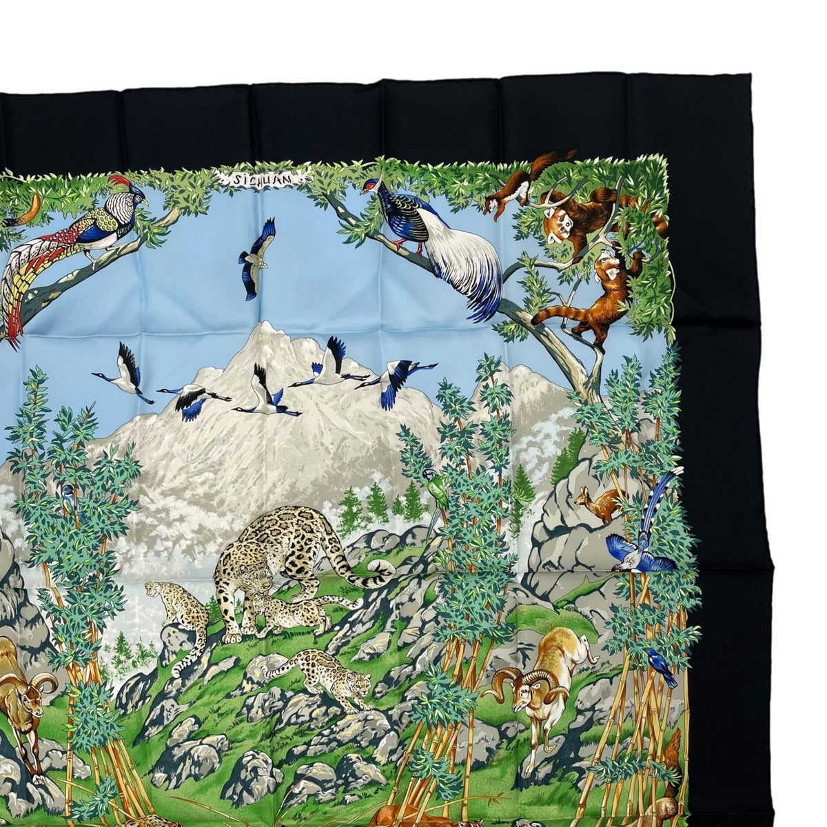 Hermes Carre 90 Sichuan Silk Scarf Black — view 3