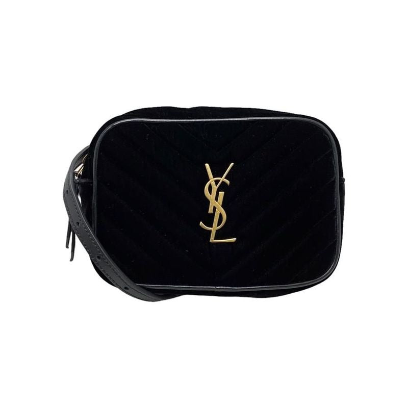 Saint Laurent Shoulder Bag Lou Camera Quilted Fringe Black