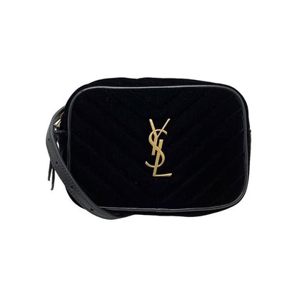 Saint Laurent Shoulder Bag Lou Camera Quilted Fringe Black