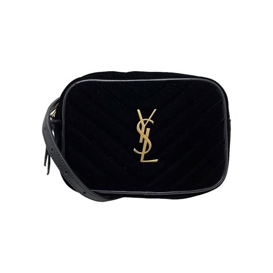Saint Laurent Shoulder Bag Lou Camera Quilted Fringe Black