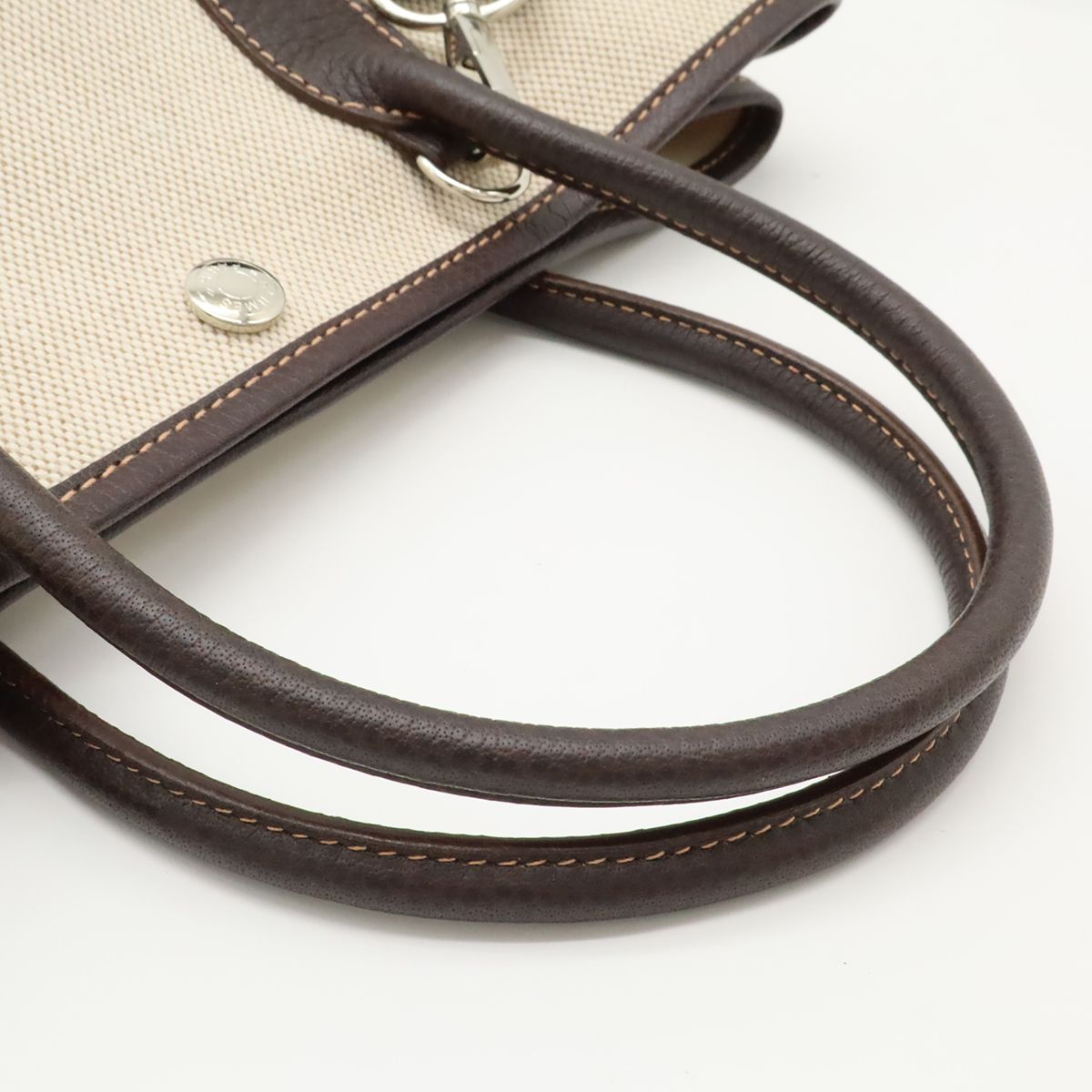 Hermes Garden Party TPM Tote Handbag Mini Bag Toile Ash Brown Brown Strap