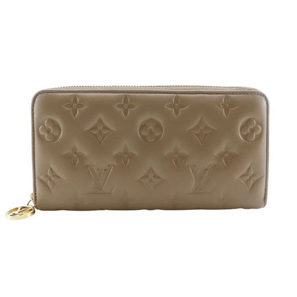 Louis Vuitton Zippy Wallet Monogram Coussin M81511 Lambskin Taupe Beige Ladies