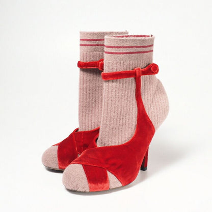Fendi Boots Size 37 Rockoko Rococo Short Boots Socks Boots Shoes Knit