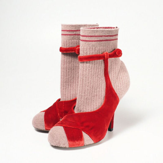 Fendi Boots Size 37 Rockoko Rococo Short Boots Socks Boots Shoes Knit