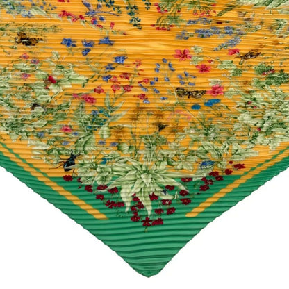 Hermes Pleated Silk Scarf la Prairie Grassland Green — view 5