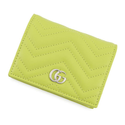 Gucci Bifold Wallet GG Marmont Compact Leather Double Light Green