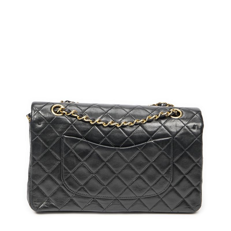 Chanelmatelasse W Flap Black Matelasse Lambskin Leather A