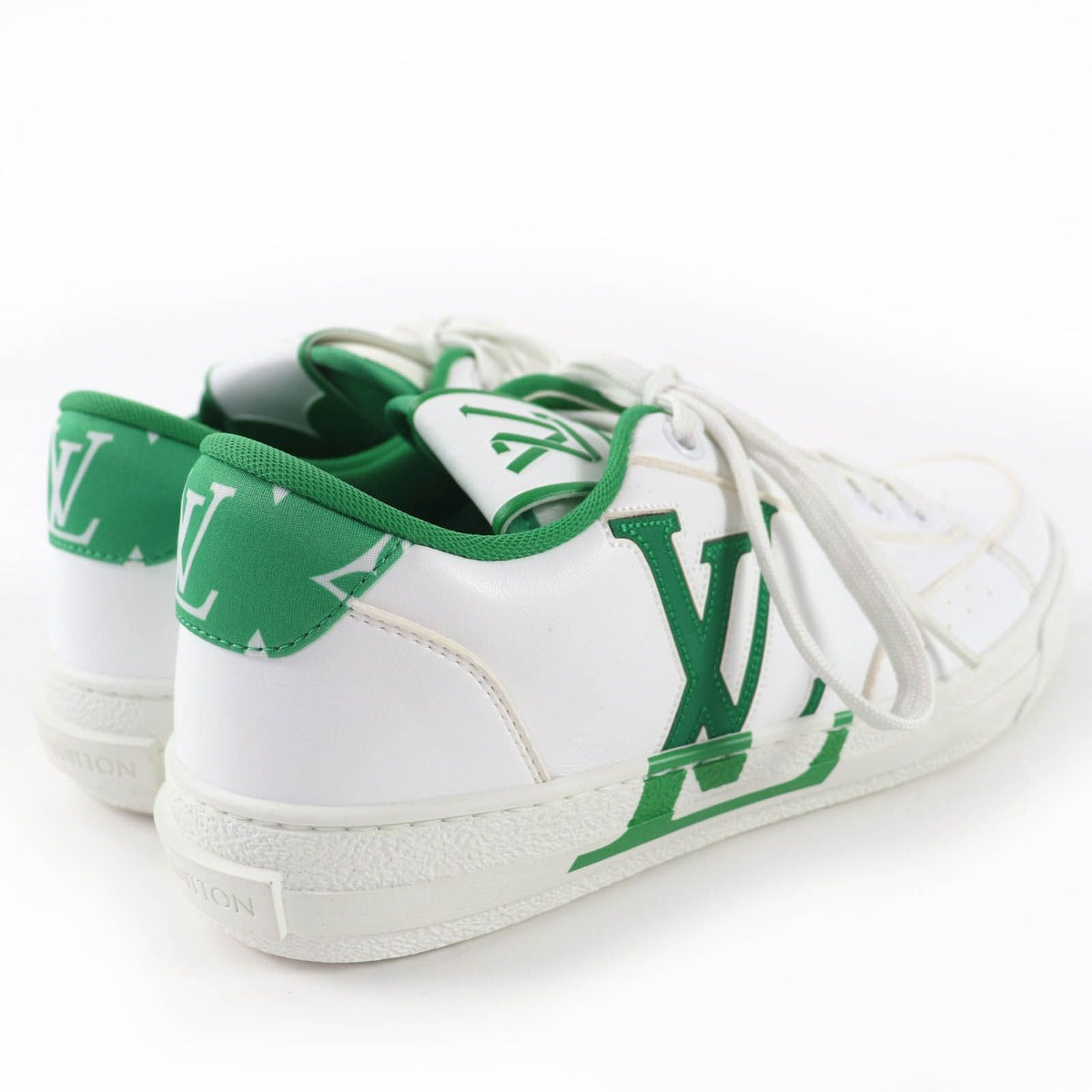Louis Vuitton Charlie Line LV Logo Leather Low Cut Sneakers White Green 37 Made — view 2