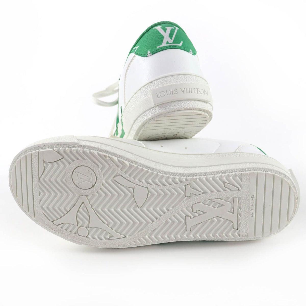 Louis Vuitton Charlie Line LV Logo Leather Low Cut Sneakers White Green 37 Made — view 6