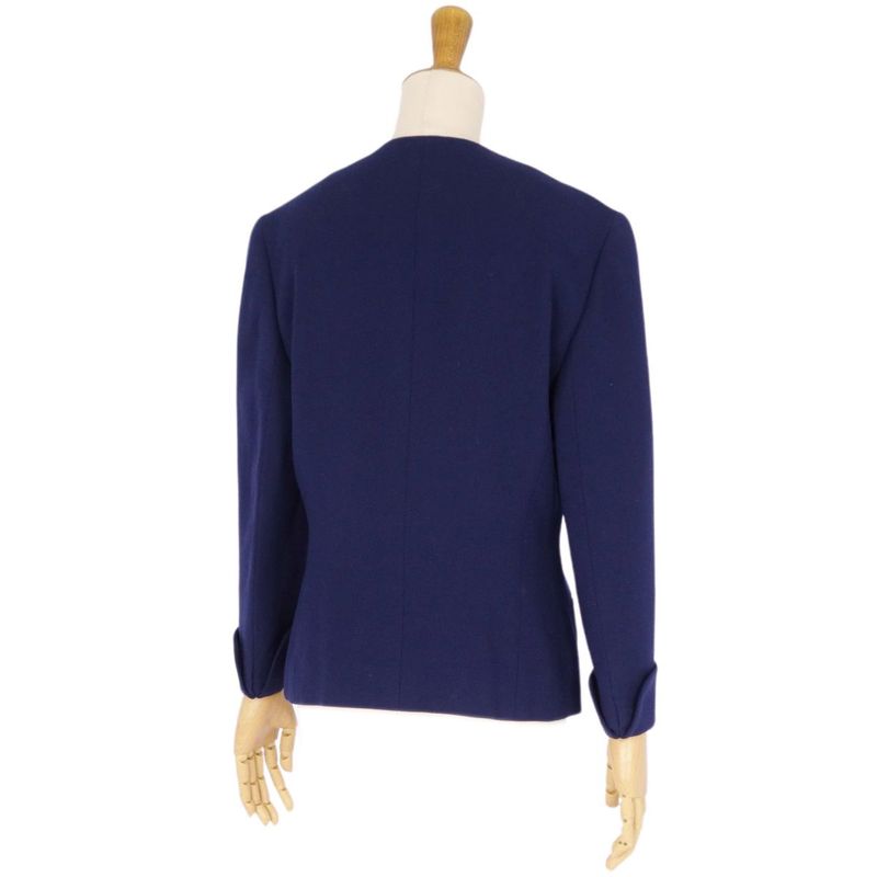 Vintage Celine Jacket Collarless Jacket Macadam Button Wool Outerwear Women 38