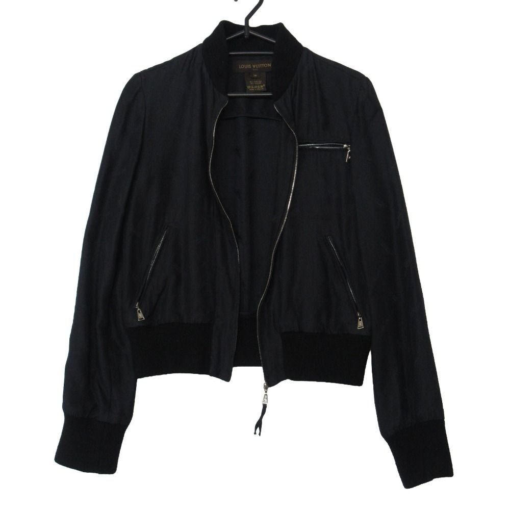 Louis Vuitton Jacket Silk Logo All Over Pattern Outer Zip Up Black