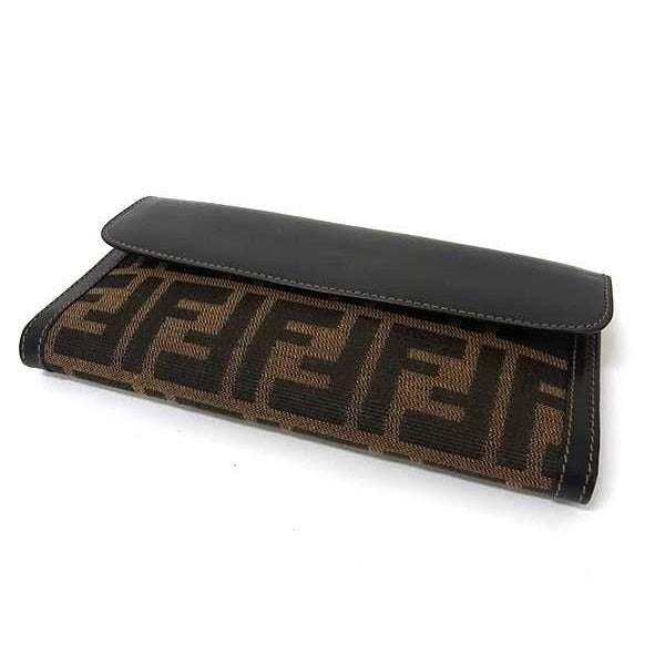 Fendi Bifold Wallet Zucca W Hook Long 2804 01339 Brownish And Black — view 3