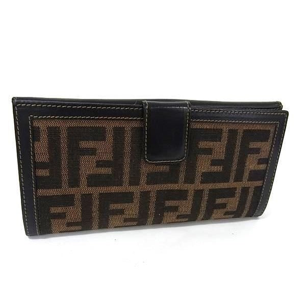 Fendi Bifold Wallet Zucca W Hook Long 2804 01339 Brownish And Black