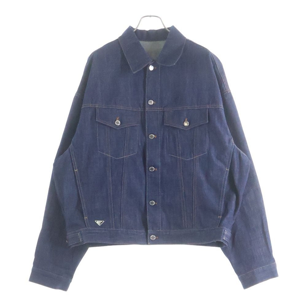 Prada Logo Patch Denim Tracker Jacket Indigo
