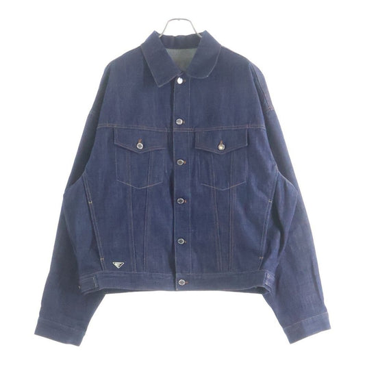 Prada Logo Patch Denim Tracker Jacket Indigo