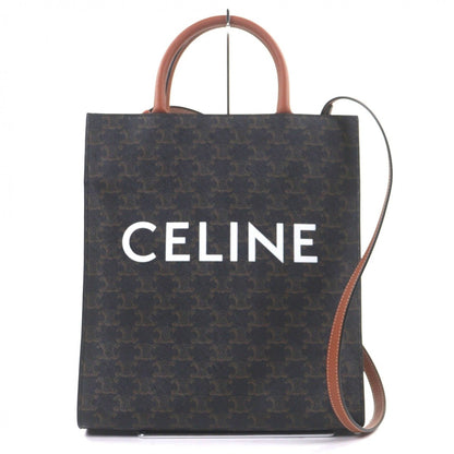 Celine Vertical Cover Triomphe Canvas Leather Logo Print 2-Way