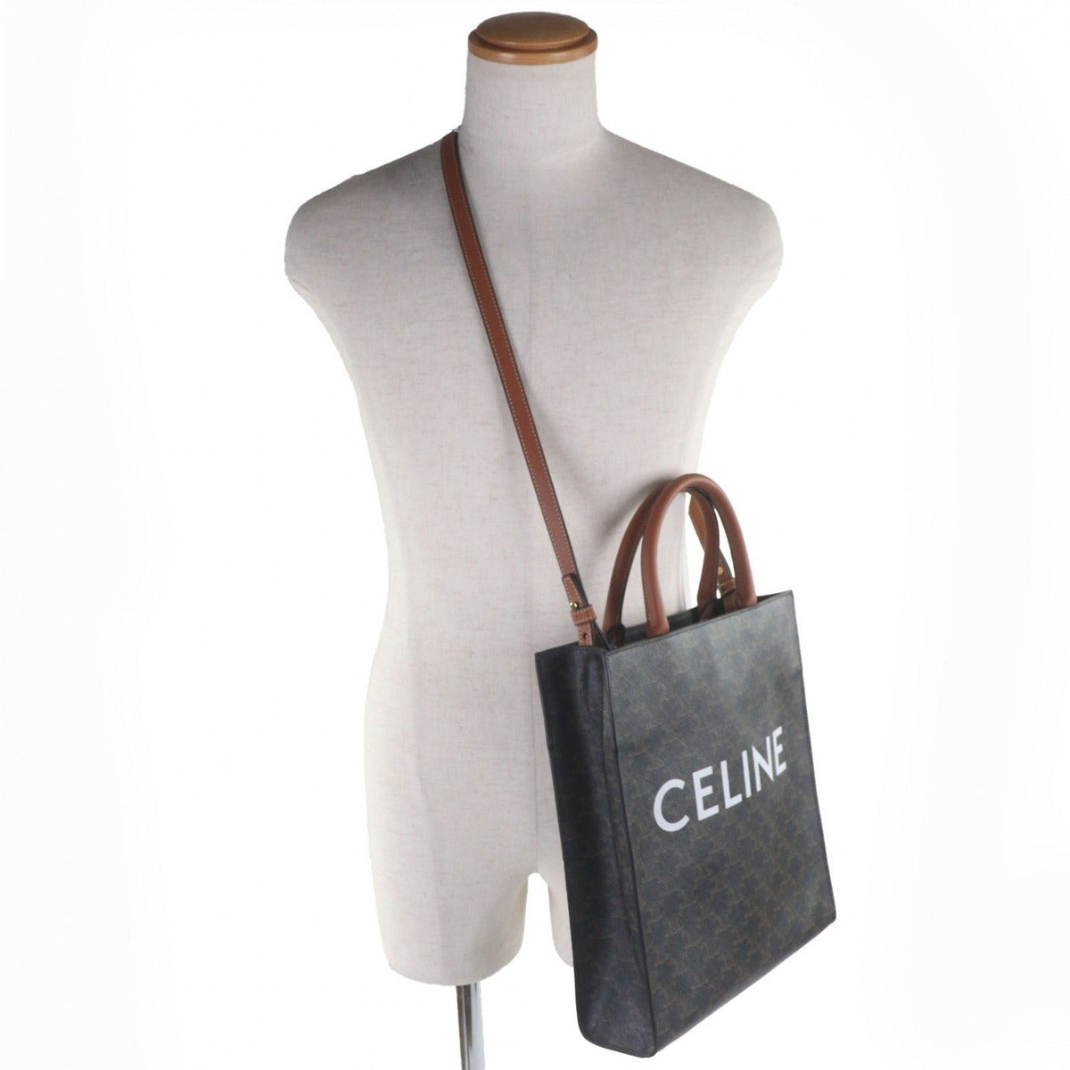 Celine Vertical Cover Triomphe Canvas Leather Logo Print 2-Way — view 3