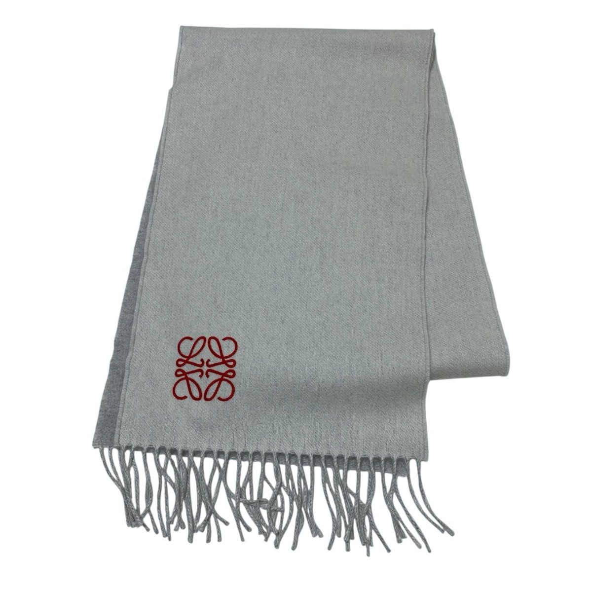 Loewe Anagram Cashmere Wool Scarf Light Gray — view 2