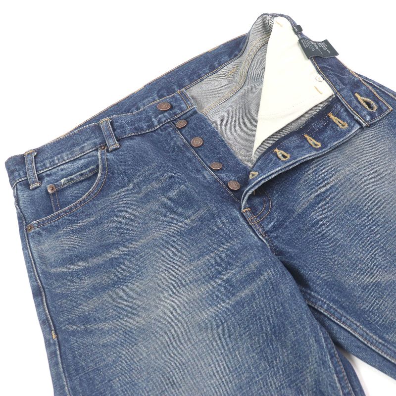 Celine N799365m07du Button Fly Cut-off Denim Pants Jeans Indigo Blue 28 Made In