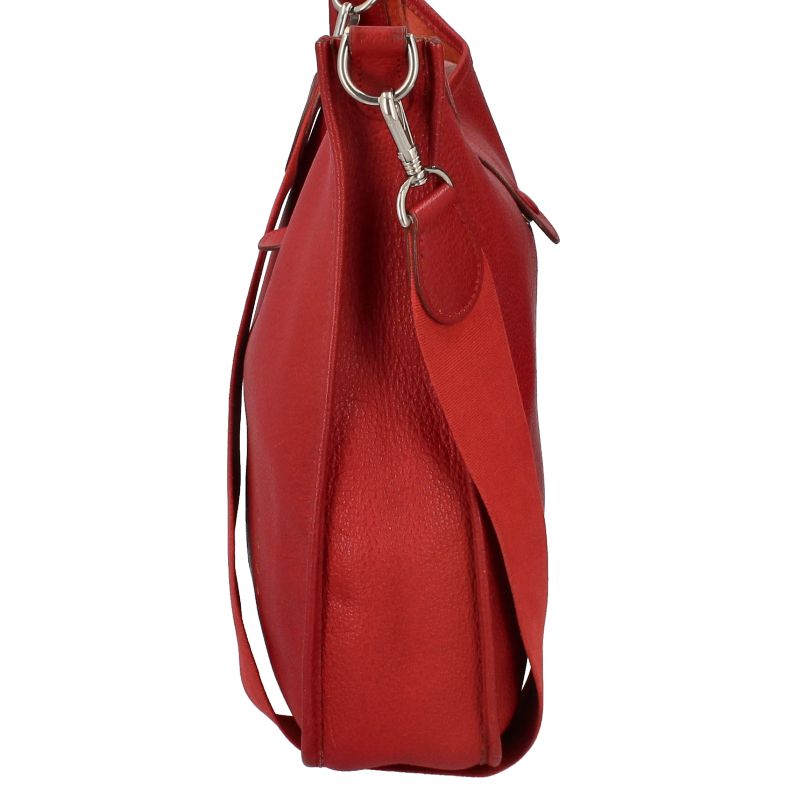 Hermes Evelyn GM Taurillon Clemence Women's Handbag Rouge Vif Excellent