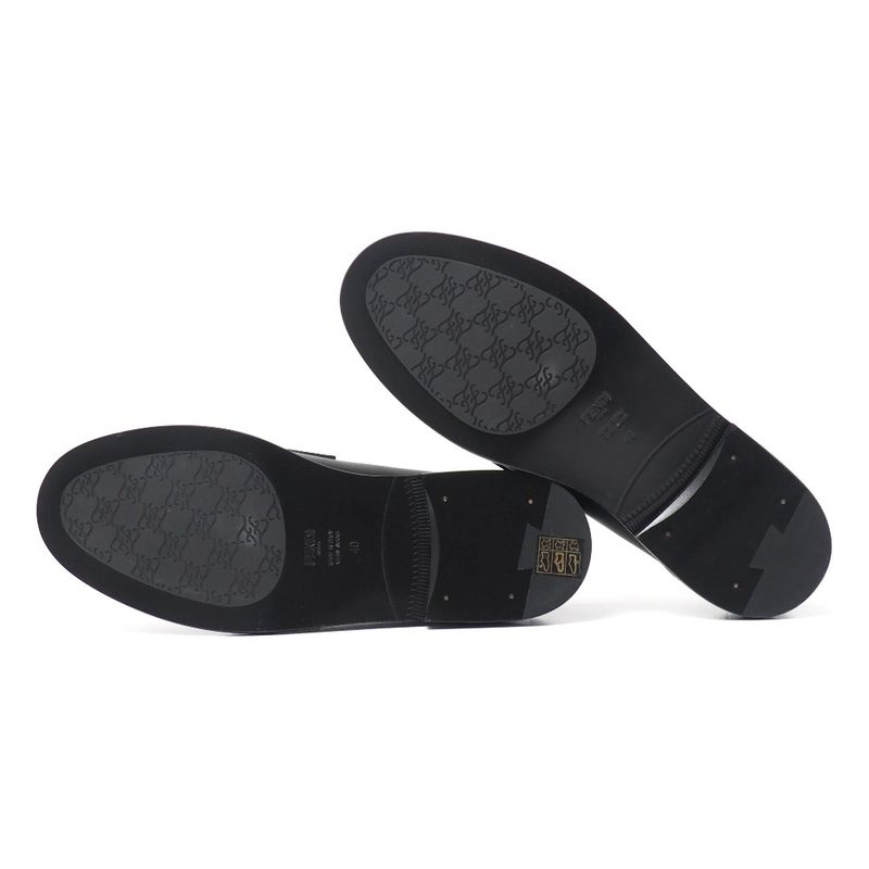 Fendi Loafers Size 40 Double F Zucca Logo Leather Shoes 20251027