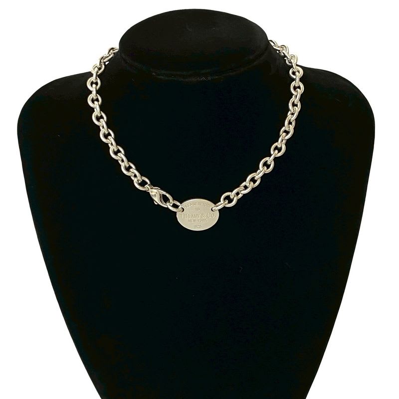 Tiffany & Co Return To Oval Necklace Silver 925 Chain Pendant