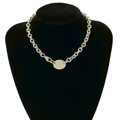 Tiffany & Co Return To Oval Necklace Silver 925 Chain Pendant