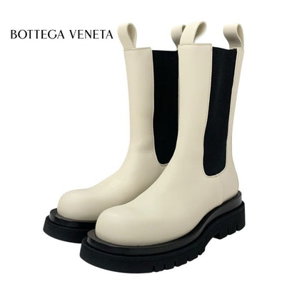 Bottega Veneta Lug Boots Short Shoes Leather White Black