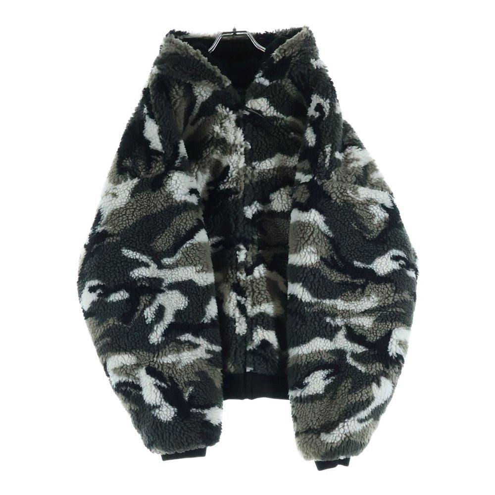 Balenciaga Ski Zip Up Hooded Teddy Jacket Gray Khaki White