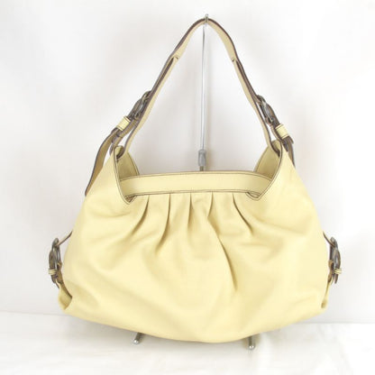 Fendi One Shoulder Bag Handbag Leather Yellow Gathered