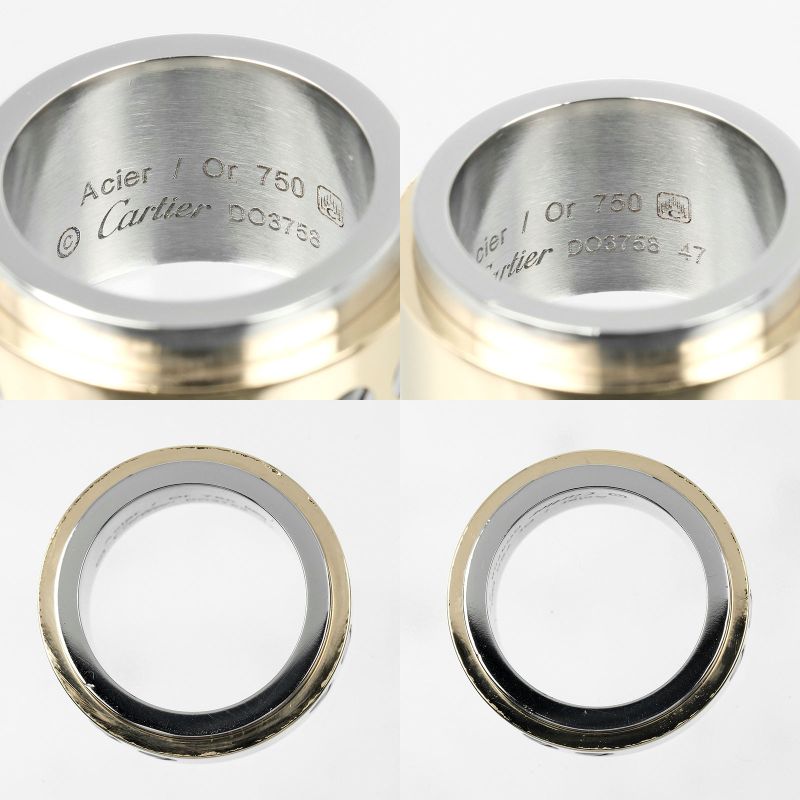 Cartier Santos 100 18K Yellow Gold And Stainless Steel No 7 Ladies 17.6g Ring